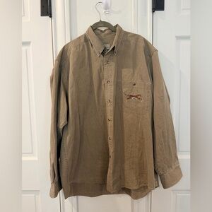 Vintage Men's NATURAL WONDERS Size L Khaki Tiger, Lion, Jaguar Shirt